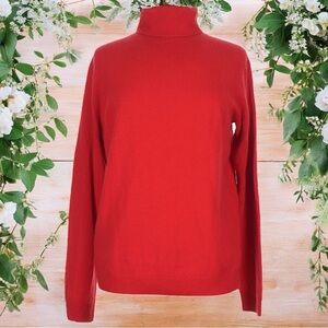 Uniqlo Cherry Red Long Sleeve‎ Turtleneck 100% Cashmere Capsule Comfort Size M